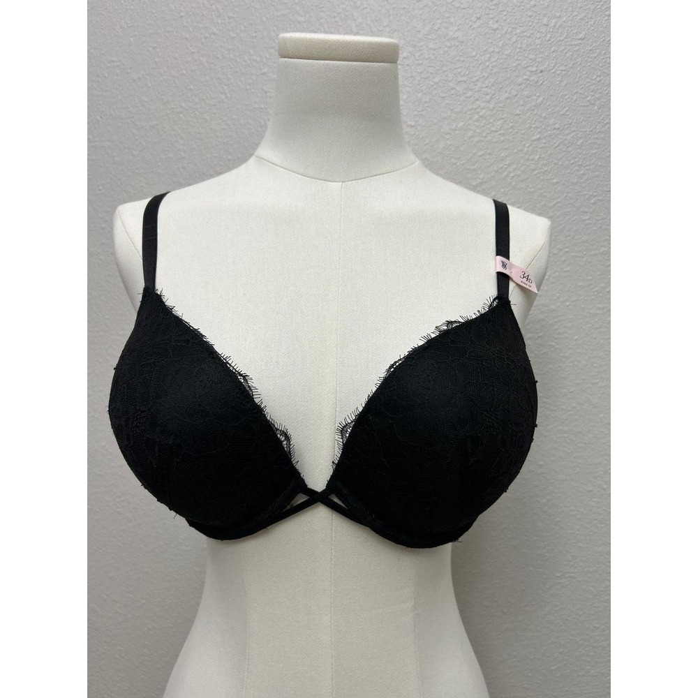 NWT Victoria's Secret Very Sexy Plunge Lace Push-Up Bra Black 34D